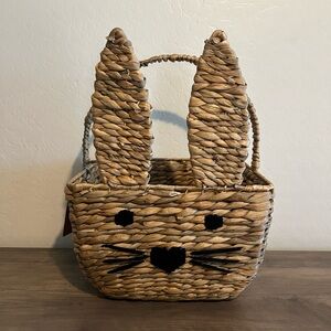 XL 17” Woven Easter Bunny Basket w/ Bunny Ears, Face & Tail